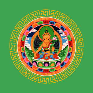 藏传佛教精美佛像唐卡圆形图案