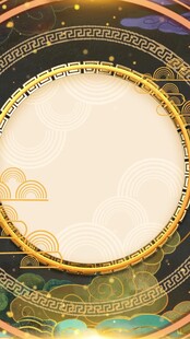 中式古典圆形边框背景图