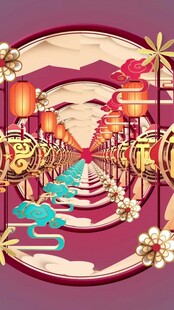 古风浪漫游乐园插画场景