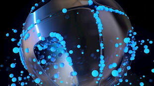 蓝色粒子环绕的球体效果