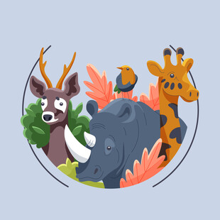 可爱野生动物欢聚一堂