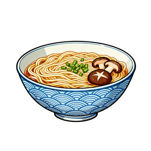 蓝碗中的美味香菇拉面