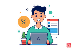 男子专注使用笔记本电脑