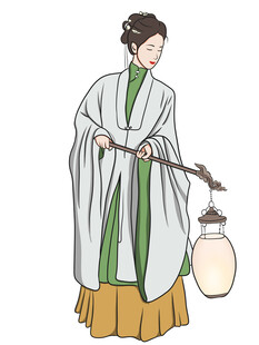 古风线稿仕女图