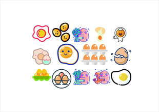 可爱卡通食物贴纸图案