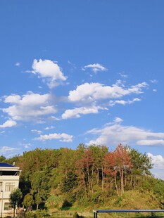 秋日山林 蓝天白云