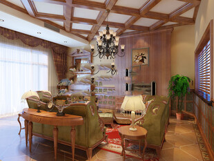 温馨复古风客厅室内场景