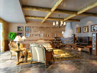 复古温馨客厅室内设计展示