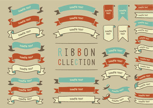 复古风格丝带装饰元素集