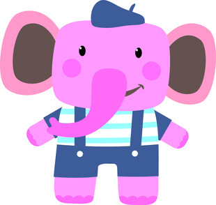 可爱粉色大象卡通玩偶手绘分层