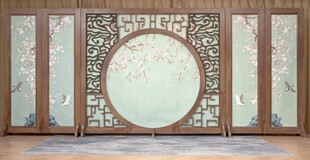 中式古典雕花屏风