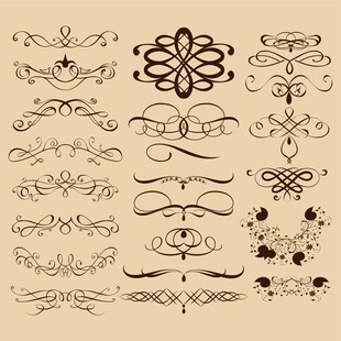 复古手绘装饰花纹集合