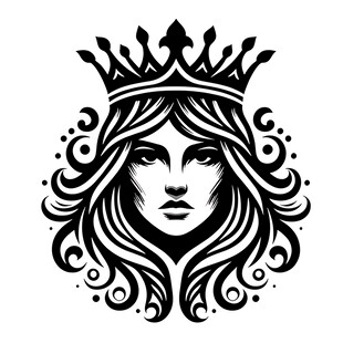 戴皇冠的长发女性头像