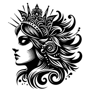 华丽卷发女性头像插画