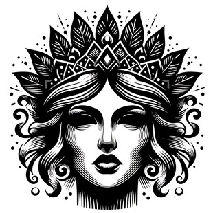 头戴王冠的神秘女性头像