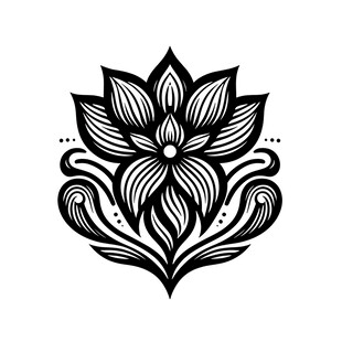 黑白莲花装饰图案