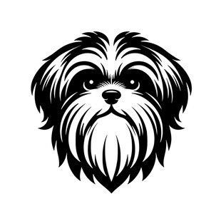 可爱长毛犬黑白简约头像