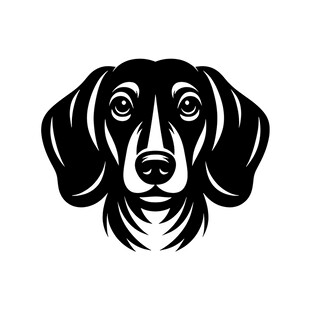 简约黑白腊肠犬头像