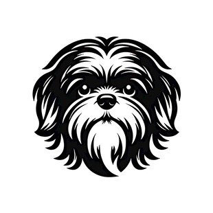 可爱西施犬黑白头像图案