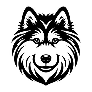 黑白狼犬头像图案设计