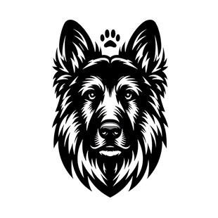 德国牧羊犬黑白简约头像