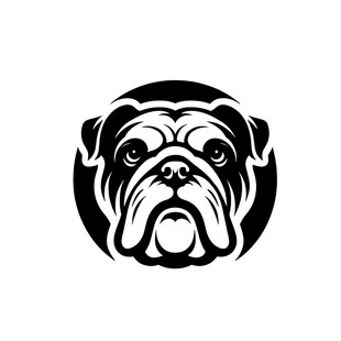 斗牛犬黑白简约标志图案