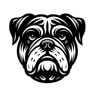 斗牛犬头像黑白简约图案