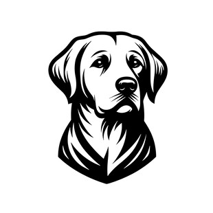 拉布拉多犬黑白头像标志