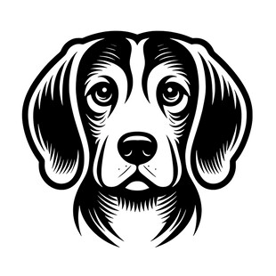 简约黑白猎犬头像图案