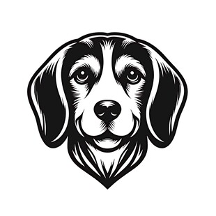 黑白风格小狗头像设计