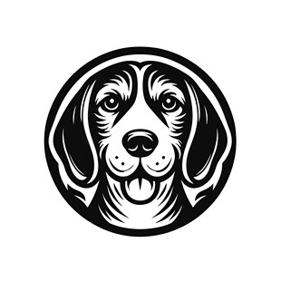 简约黑白猎犬头像图案