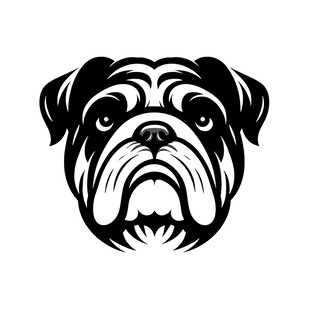 斗牛犬头像黑白简约图案