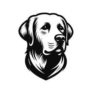 拉布拉多犬头像黑白矢量图