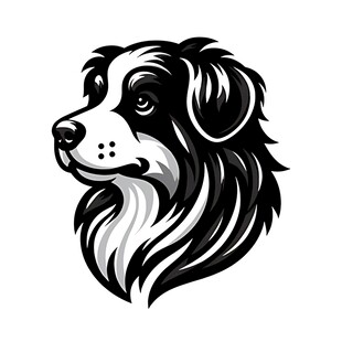 黑白风格牧羊犬头部图案