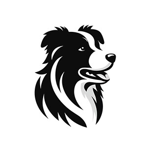 黑白边牧头像标志