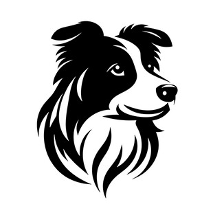 边境牧羊犬头像剪影