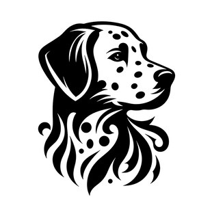 斑点犬黑白轮廓图案