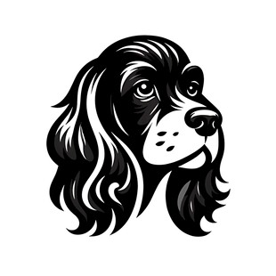 优雅长毛猎犬头像图案