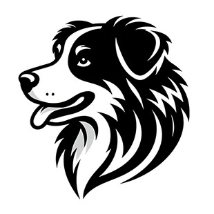 黑白风格牧羊犬头像