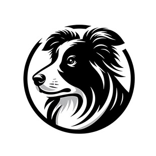 黑白边牧简约标志图案