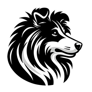 黑白牧羊犬头部图案