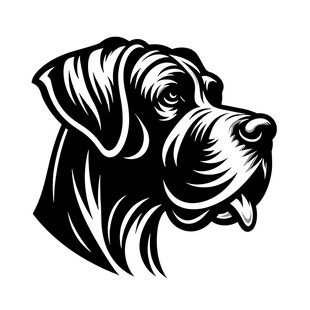 猎犬头部黑白矢量图案