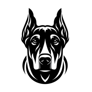 杜宾犬头像黑白简约图案