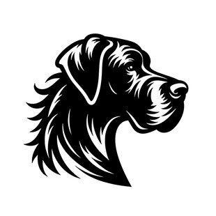 大丹犬头部黑白简约图案