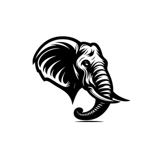 大象头部黑白简约标志