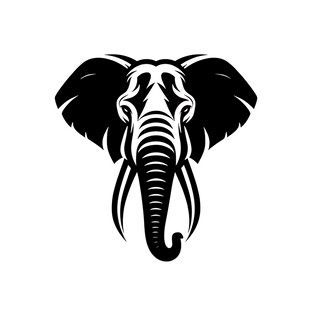 大象黑白简约头部图标