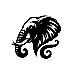 大象简约黑白艺术徽标