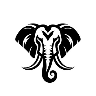 大象简约黑白标志图案