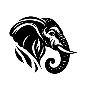 大象简约黑白艺术图标