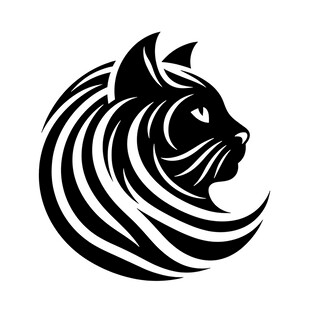 黑猫轮廓线条艺术图案